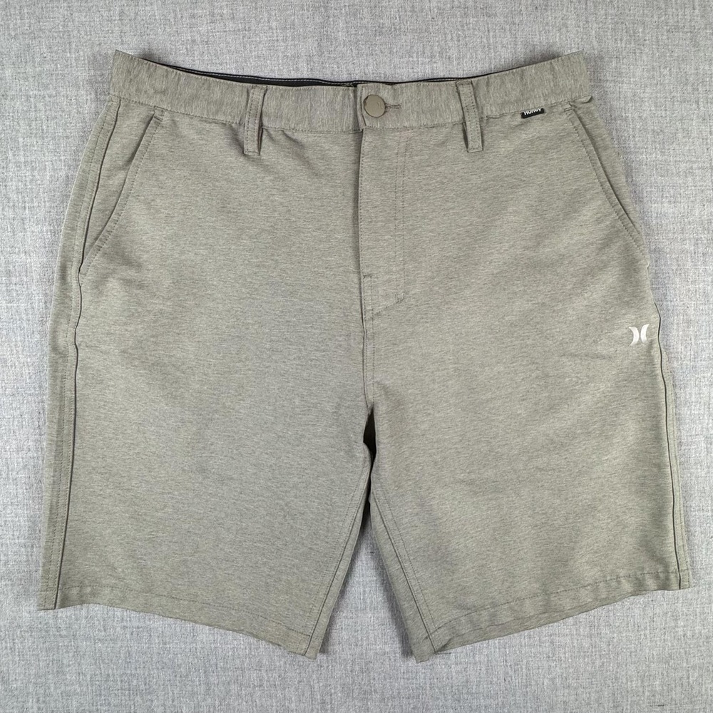 Hurley Hybrid Spacedye Walk Shorts Mens 34 Gray Bermuda 9" Inseam Stretch Casual